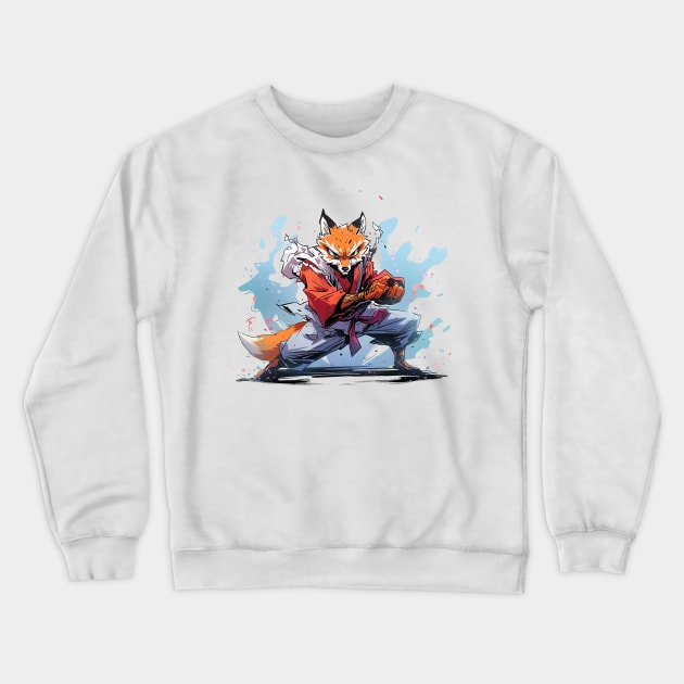 karate fox Crewneck Sweatshirt by piratesnow